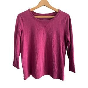 Preswick & Moore Plum Cotton 3/4‎ Sleeve Pucker Top Sz PL